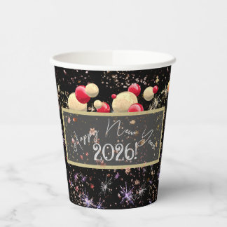 Joyful happy new year 2026 paper cups