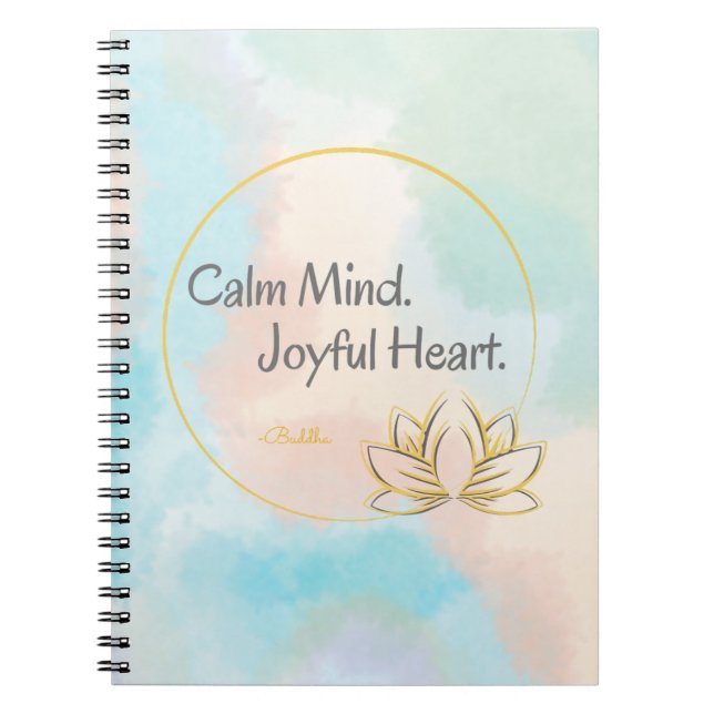 Joyful Heart Positive Mindful Buddha Quote Notebook (Front)