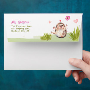 Joyful Hedgehog Garden Party Baby Shower Envelope