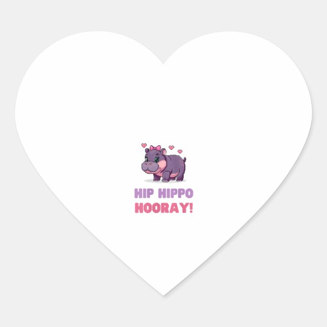 Joyful HIP HIPPO HOORAY MOO DENG Hippo Theme Zoo F Heart Sticker (Front)