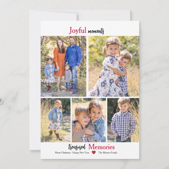 Joyful Holiday 5 Photo Greeting Card (Front)