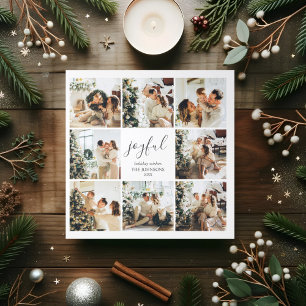 Joyful Holiday Christmas 12 Photo White Tri-Fold Holiday Card