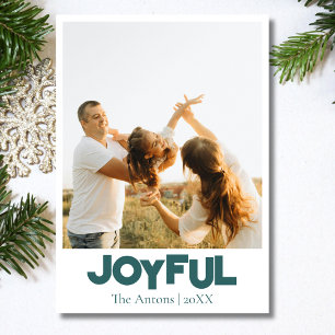 Joyful Holiday Family Photo Transformative Teal Card