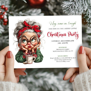 Joyful Holiday Grandma Comic Christmas Celebration Invitation
