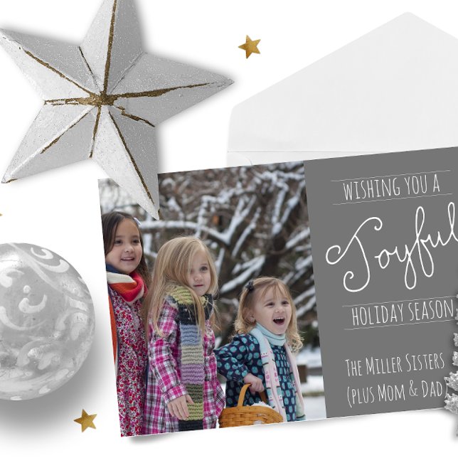 Joyful Holiday Modern Family Photo Folded Card (Creator Uploaded)