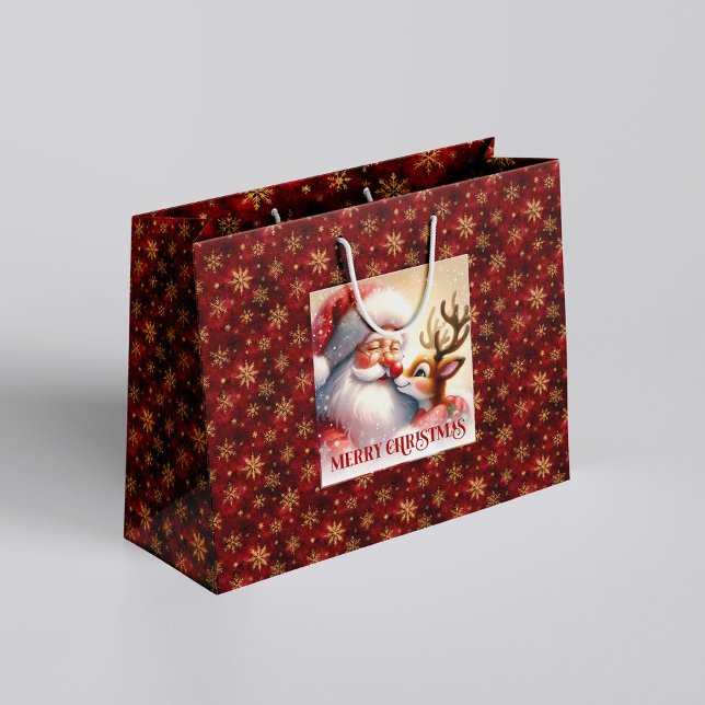 Joyful Holiday Santa Claus Rudolph Gift Bag (Joyful Holiday Santa Claus Rudolph Gift Bag)
