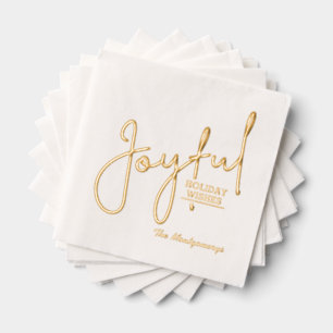 JOYFUL Holiday Wishes Gold Foil Napkins