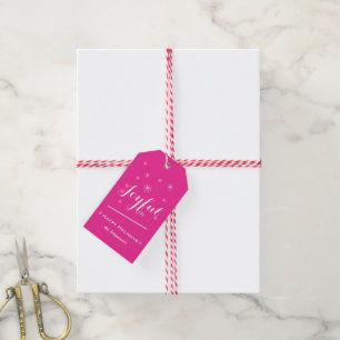 Joyful Holidays Script Rustic Hot Pink Christmas Gift Tags