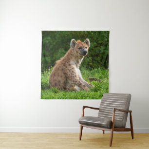  Joyful Hyena Amidst Greenery Tapestry