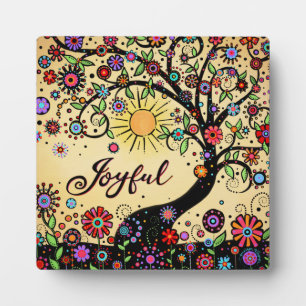 Joyful Inspirational Fun Floral Pretty Cheerful Plaque
