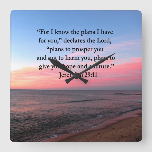 JOYFUL JEREMIAH 29:11 SUNRISE SQUARE WALL CLOCK (Front)