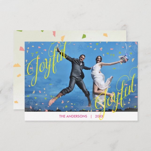 Joyful Joyful Confetti Photo - 3x5 Christmas Card (Front/Back)