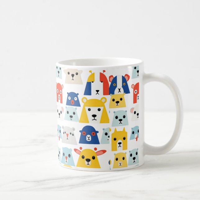 Joyful Jungle Adorable Animal Faces Mug (Right)