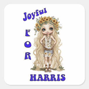 Joyful Kamala Harris President Hippie Boho Square Sticker