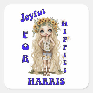 Joyful Kamala Harris President Hippie Boho Square Sticker
