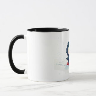 Joyful Kawaii Penguin Sledding Christmas Design Mug