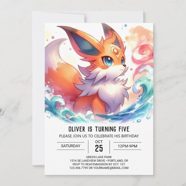 Joyful Kids Fox Birthday Invitation (Front)