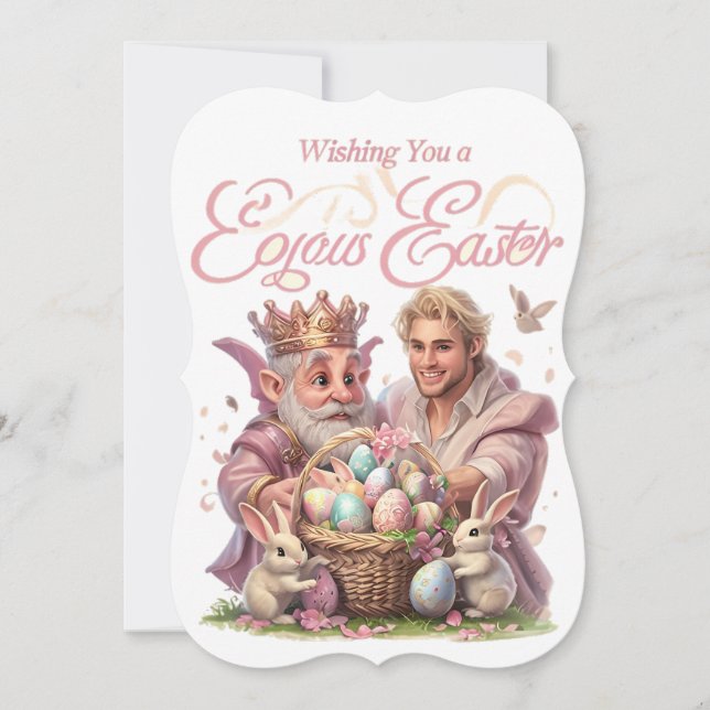 Joyful King and Prince with Basket Easter Card (Front)