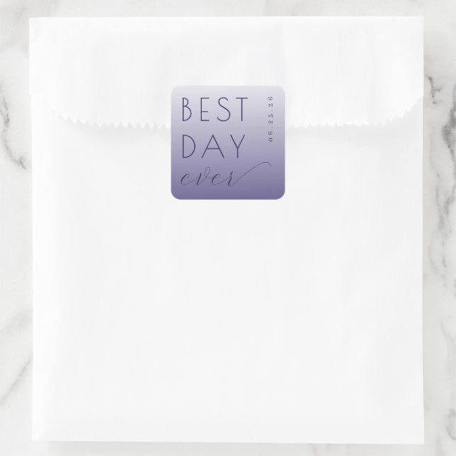 Joyful Lavender Typographic Celebration Square Sticker (Bag)
