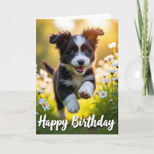 Joyful Leaping Pup Birthday Card