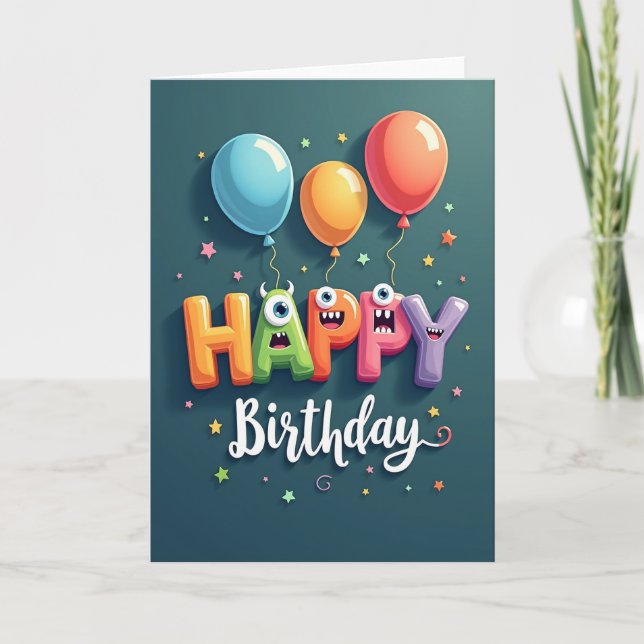 Joyful Letter Art Birthday Card (Front)