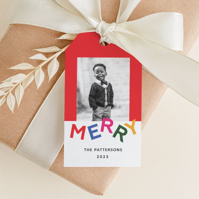 Joyful Lettering Holiday Photo Gift Tags (Creator Uploaded)