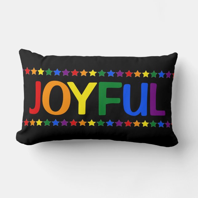 Joyful LGBT Rainbow Festive Christmas Decor Lumbar Cushion (Front)