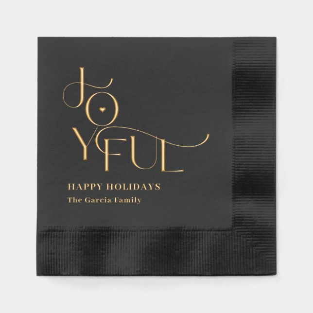 Joyful Life Holiday Party Foil Napkins (Front)