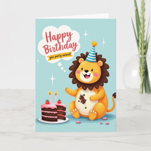Joyful Lion Birthday Card (Front)