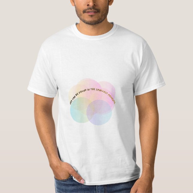 Joyful Living Tee – Pastel Circle Print (Front)