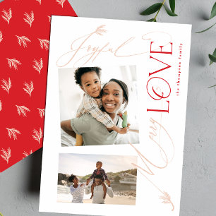 Joyful LOVE Merry Collage 2+ photo Modern Holiday Card