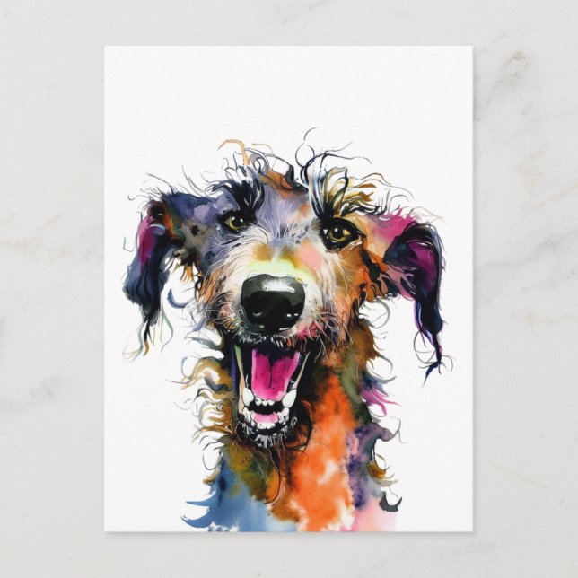 Joyful Lurcher | Colourful lurcher design | Happy  Postcard (Front)