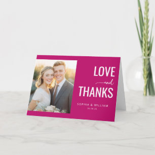 Joyful Magenta Elegant Photo Thank You Card