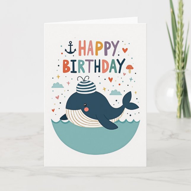 Joyful Marine Creature Birthday Card (Front)