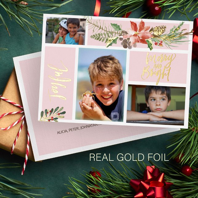 Joyful Merry and Bright photo collage gold blush (Creator Uploaded)