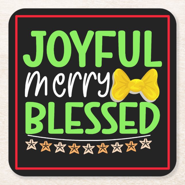 Joyful Merry Blessed-81053 Square Paper Coaster (Front)