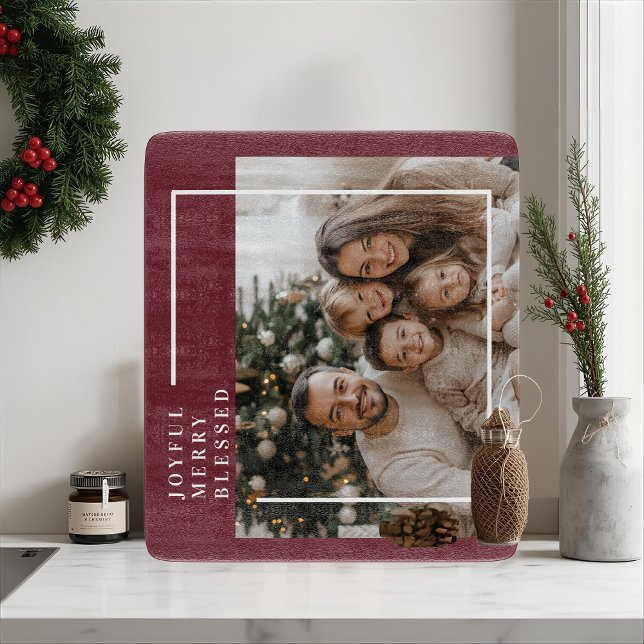 Joyful Merry Blessed Christmas Photo Cutting Board (Creator Uploaded)