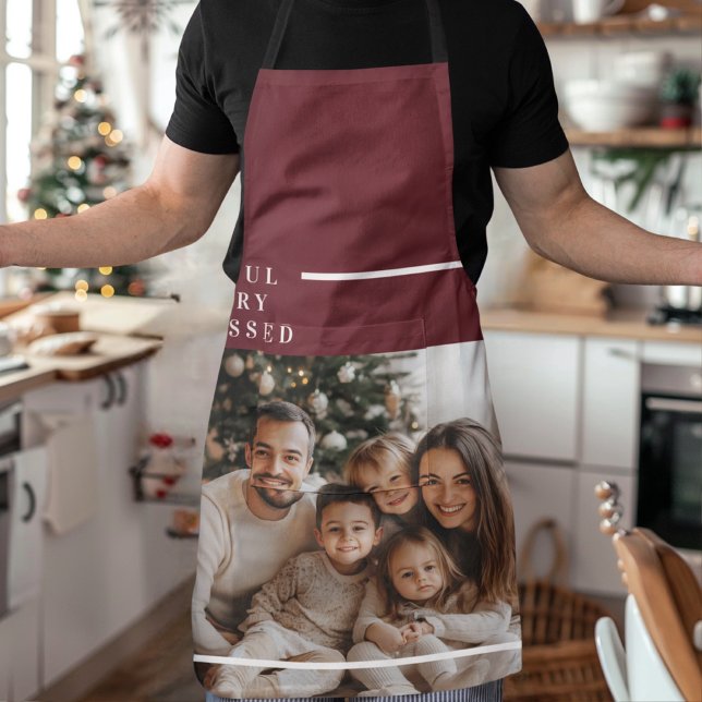 Joyful Merry Blessed Personalized Christmas Photo  Apron (Creator Uploaded)