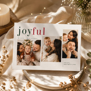Joyful Merry Christmas Baby Family Photo College Holiday Card