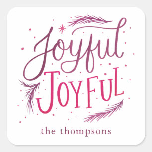 Joyful Merry Christmas Envelope and Gift Square Sticker