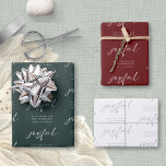 Joyful Merry Christmas Name Green Burgundy White Wrapping Paper Sheet<br><div class="desc">Joyful Merry Christmas Name Green Burgundy White. Easily personalise with your greeting and names which will change simultaneously on all 3 sheets. You can change background colours if you wish for each sheet via edit further.</div>