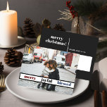 Joyful Merry Christmas Photo Postcard<br><div class="desc">This Christmas postcard features an area to add your own family photo,  a modern handwritten font and elegant green and white color combination. Edit *most* wording to match your needs and edit all colors to your liking.</div>