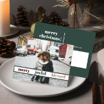 Joyful Merry Christmas Photo Postcard<br><div class="desc">This Christmas postcard features an area to add your own family photo,  a modern handwritten font and elegant green and white color combination. Edit *most* wording to match your needs and edit all colors to your liking.</div>