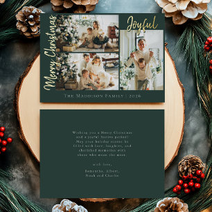Joyful Merry Christmas Script Green Photo Collage