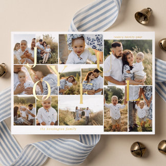 Joyful Minimal Elegant 12 Photo Collage Christmas