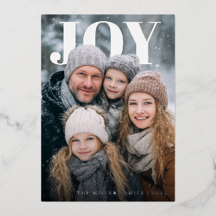 Joyful Minimalist Foil Holiday Photo Card