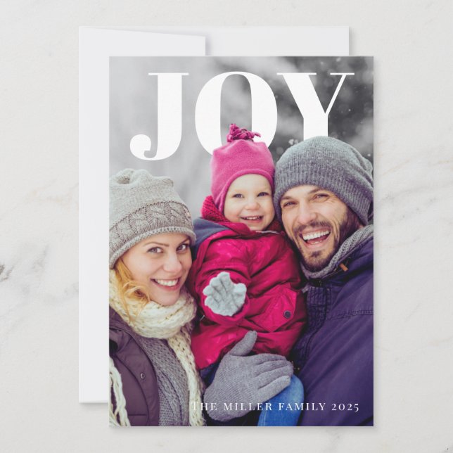 Joyful Minimalist Holiday Photo Card (Front)