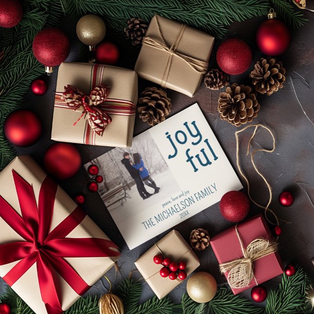 Joyful Minimalist Photo Christmas Holiday Card (Creator Uploaded)