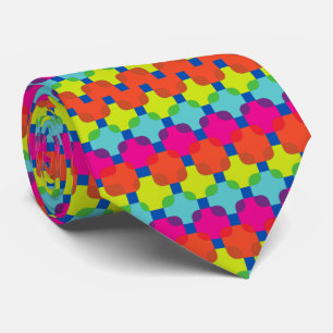 Joyful mixed colour retro green red blue pattern tie