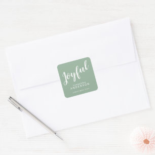 Joyful Modern Calligraphy Christmas Square Sticker